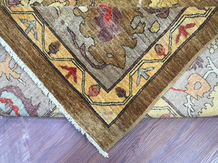 9'2" x 11'11" New Hand Knotted Brown Wool Rectangle Oriental Rug - MOA10222458