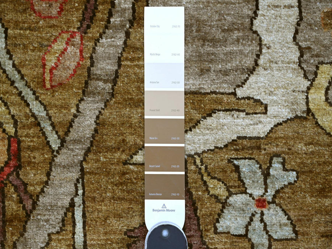 9'2" x 11'11" New Hand Knotted Brown Wool Rectangle Oriental Rug - MOA10222458