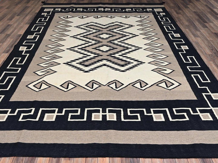 9'0" x 12'2" New Hand Woven Brown Wool Rectangle Oriental Rug - MOA1022245