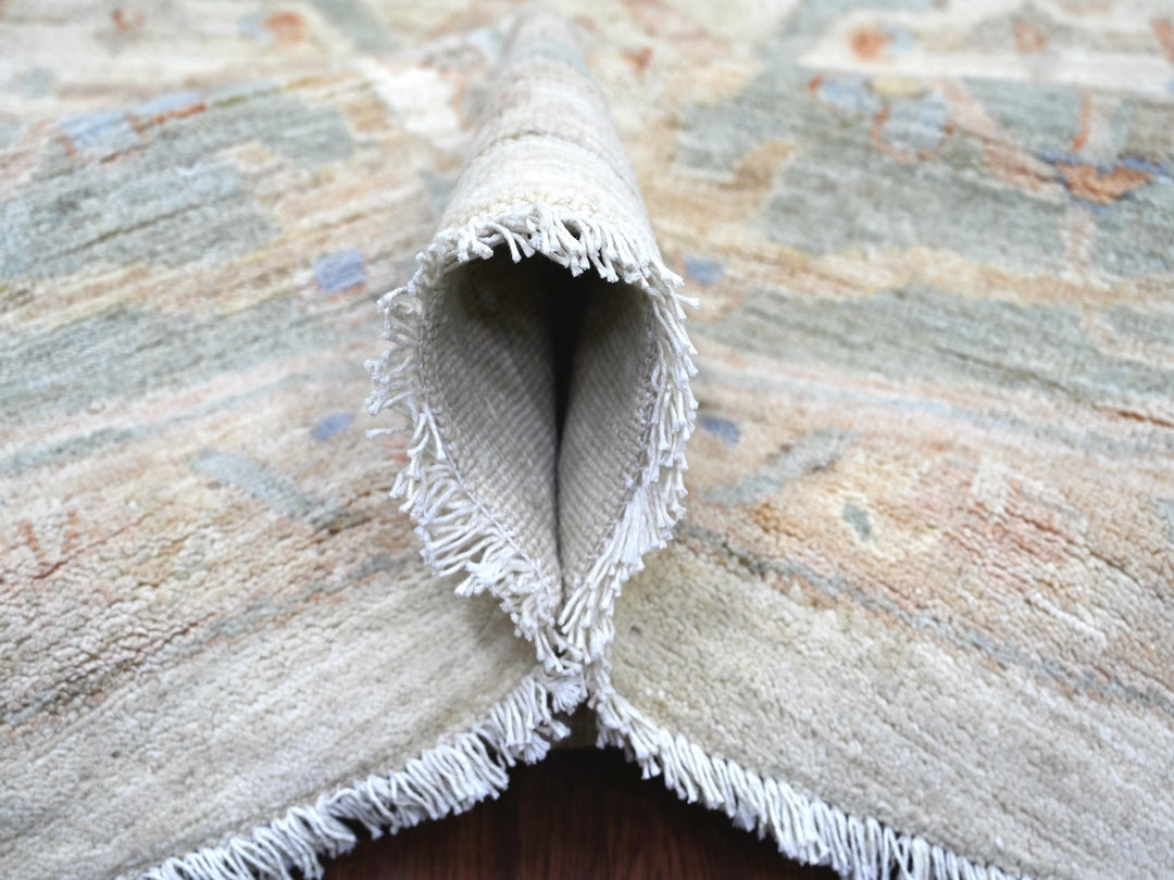 9'11" x 10'1" New Hand Knotted Ivory Wool Round Oriental Rug - MOA10222460