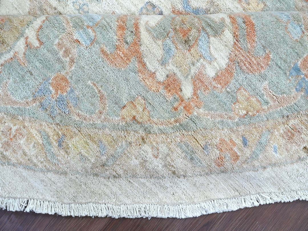 9'11" x 10'1" New Hand Knotted Ivory Wool Round Oriental Rug - MOA10222460