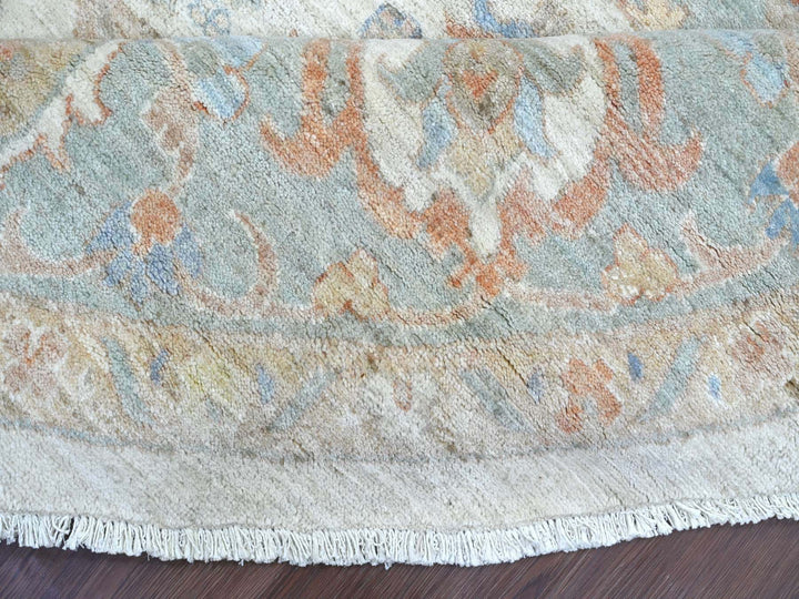 9'11" x 10'1" New Hand Knotted Ivory Wool Round Oriental Rug - MOA10222460