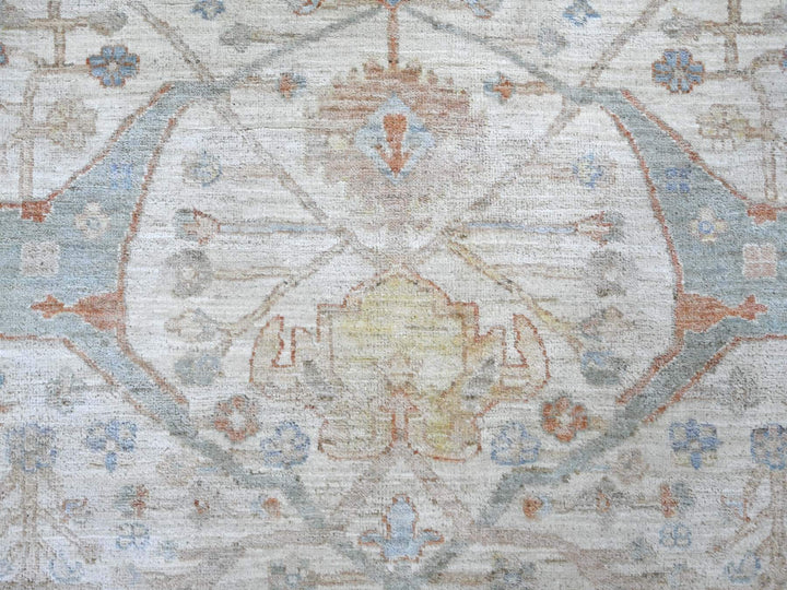 9'11" x 10'1" New Hand Knotted Ivory Wool Round Oriental Rug - MOA10222460