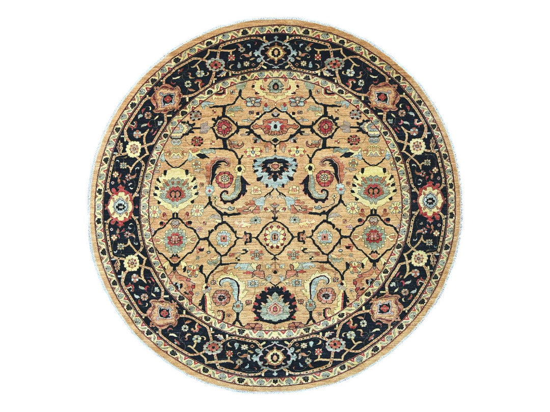 9'11" x 9'11" New Hand Knotted Brown Wool Round Oriental Rug - MOA10222461