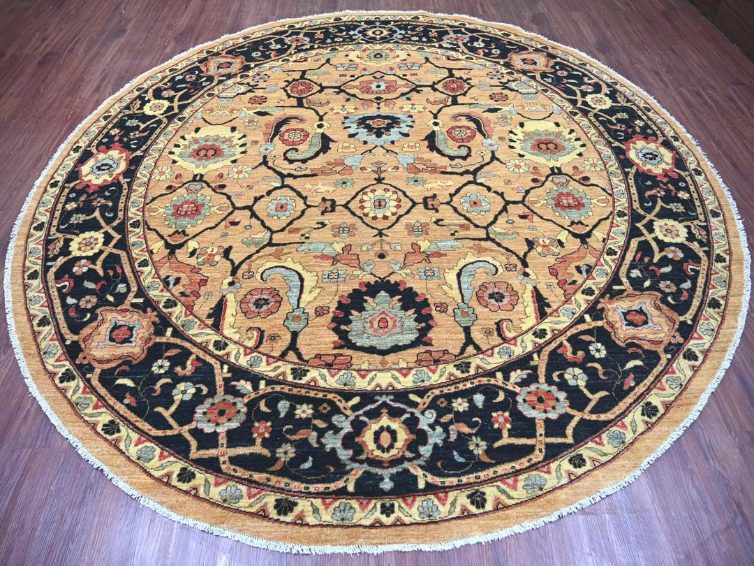 9'11" x 9'11" New Hand Knotted Brown Wool Round Oriental Rug - MOA10222461