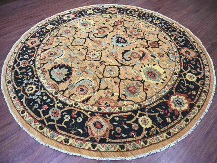 9'11" x 9'11" New Hand Knotted Brown Wool Round Oriental Rug - MOA10222461