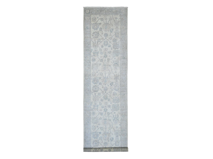 3'10" x 15'7" New Hand Knotted Ivory Wool Runner Oriental Rug - MOA10222462