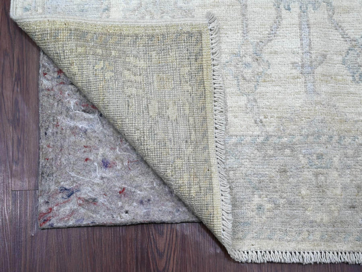 3'10" x 15'7" New Hand Knotted Ivory Wool Runner Oriental Rug - MOA10222462