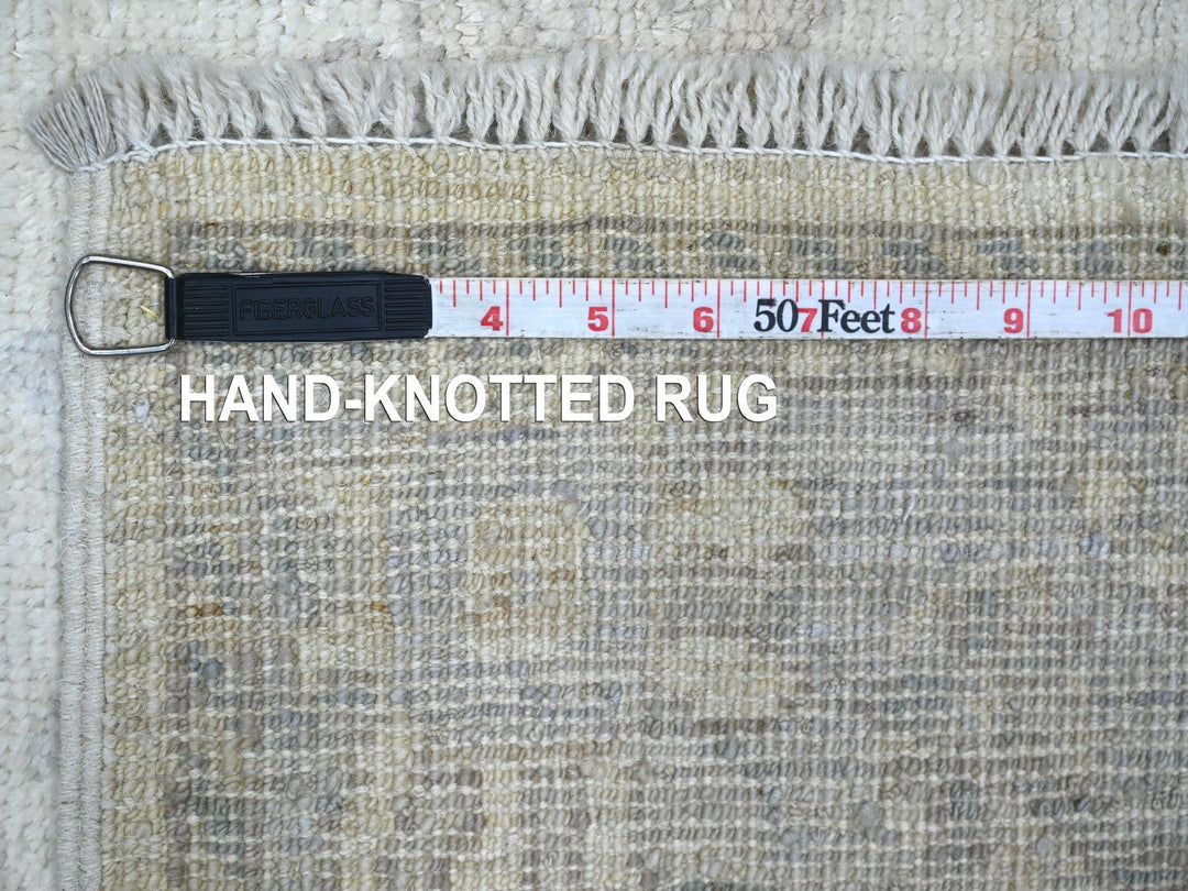 3'10" x 15'7" New Hand Knotted Ivory Wool Runner Oriental Rug - MOA10222462