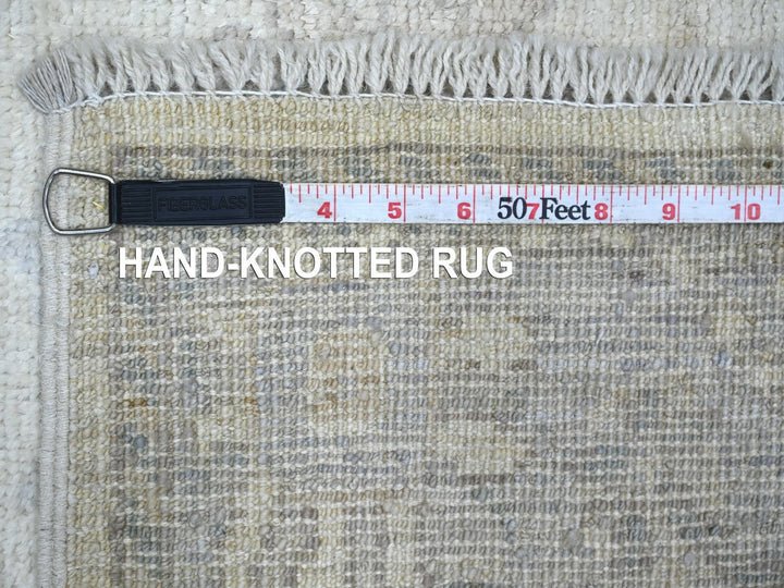 3'10" x 15'7" New Hand Knotted Ivory Wool Runner Oriental Rug - MOA10222462
