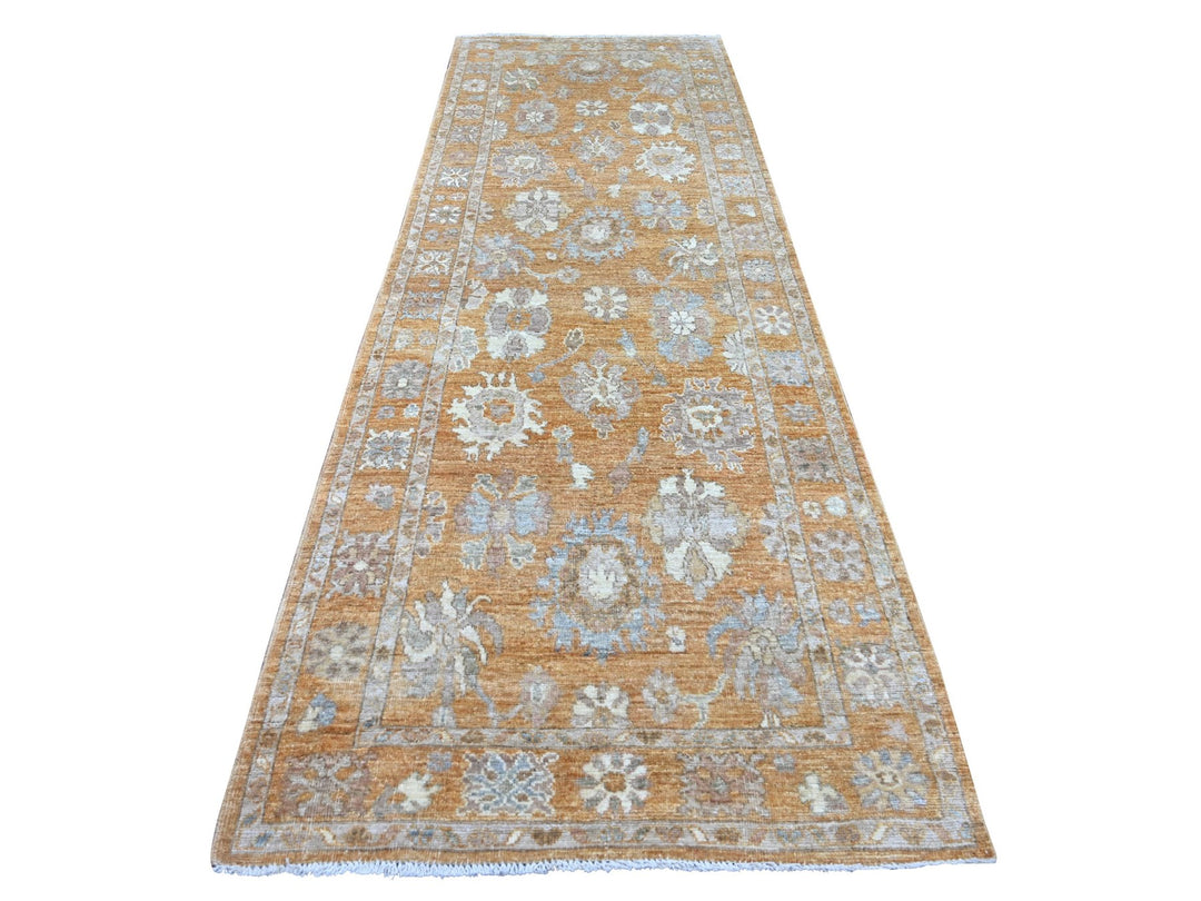 4'0" x 11'11" New Hand Knotted Brown Wool Runner Oriental Rug - MOA10222465