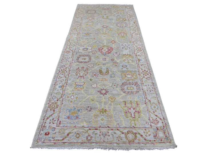 4'1" x 9'11" New Hand Knotted Grey Wool Runner Oriental Rug - MOA10222466