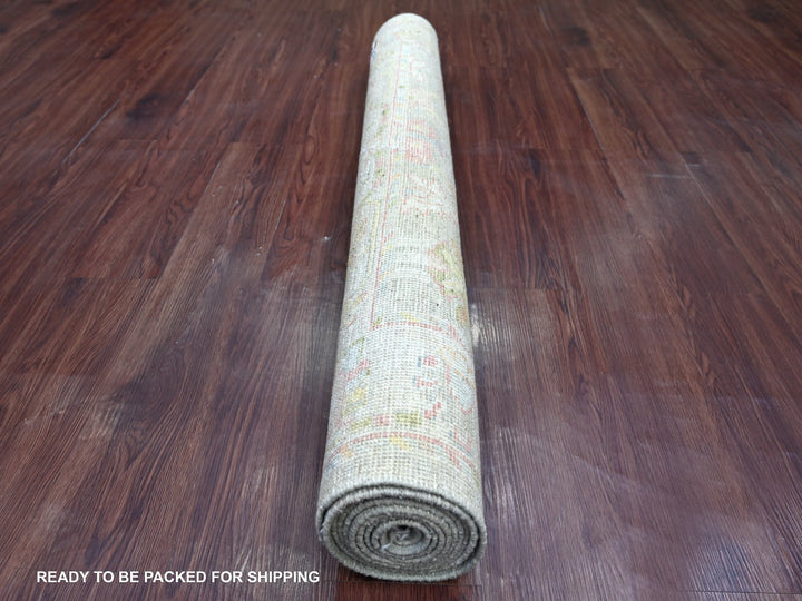 4'1" x 9'11" New Hand Knotted Grey Wool Runner Oriental Rug - MOA10222466
