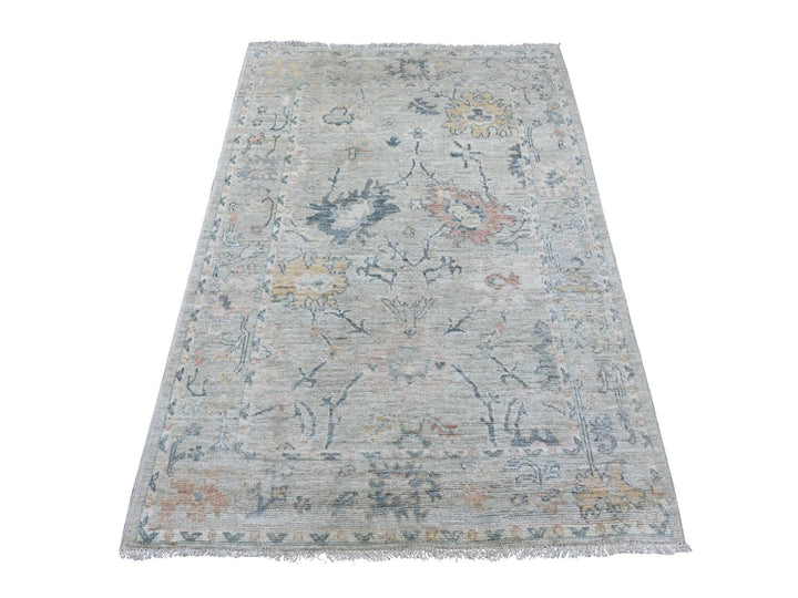 4'0" x 5'8" New Hand Knotted Grey Wool Rectangle Oriental Rug - MOA10222467