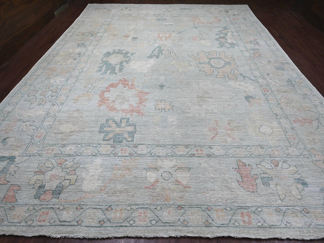 11'8" x 15'2" New Hand Knotted Blue Wool Rectangle Oriental Rug - MOA10222468