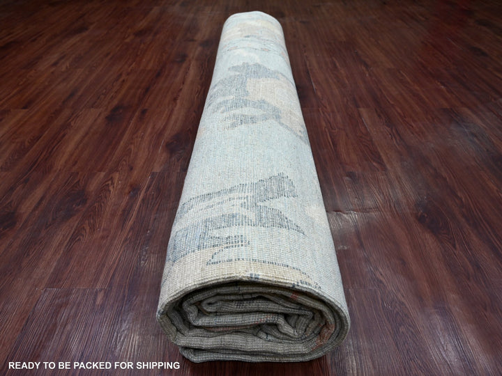 11'8" x 15'2" New Hand Knotted Blue Wool Rectangle Oriental Rug - MOA10222468