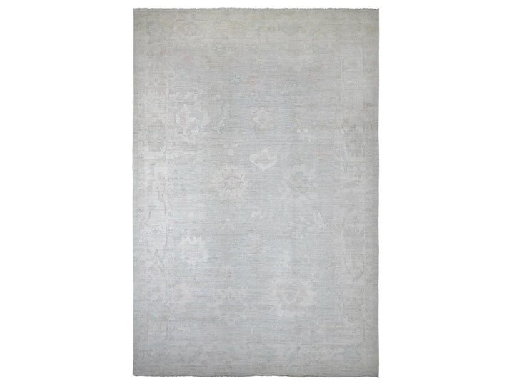 11'9" x 18'6" New Hand Knotted Grey Wool Rectangle Oriental Rug - MOA10222469