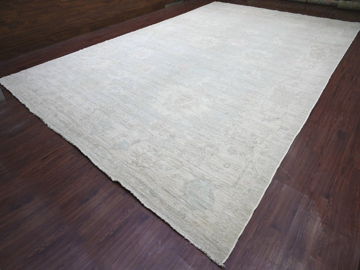 11'9" x 18'6" New Hand Knotted Grey Wool Rectangle Oriental Rug - MOA10222469