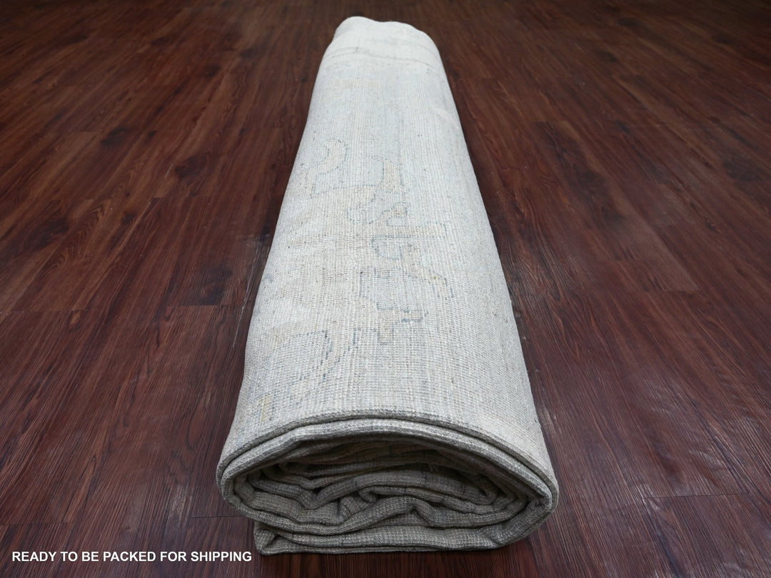 11'9" x 18'6" New Hand Knotted Grey Wool Rectangle Oriental Rug - MOA10222469