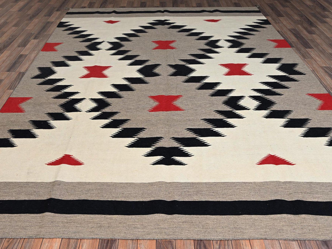 9'1" x 11'11" New Hand Woven Brown Wool Rectangle Oriental Rug - MOA1022246