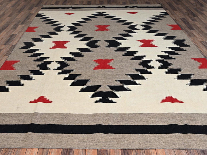 9'1" x 11'11" New Hand Woven Brown Wool Rectangle Oriental Rug - MOA1022246