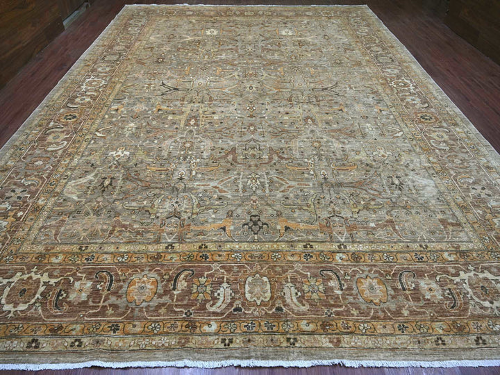 11'11" x 15'4" New Hand Knotted Grey Wool Rectangle Oriental Rug - MOA10222470