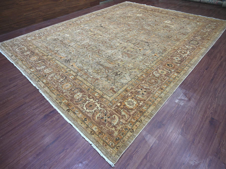 11'11" x 15'4" New Hand Knotted Grey Wool Rectangle Oriental Rug - MOA10222470