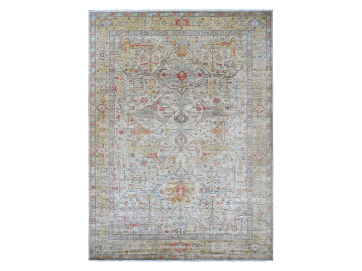 9'10" x 13'5" New Hand Knotted Grey Wool Rectangle Oriental Rug - MOA10222472