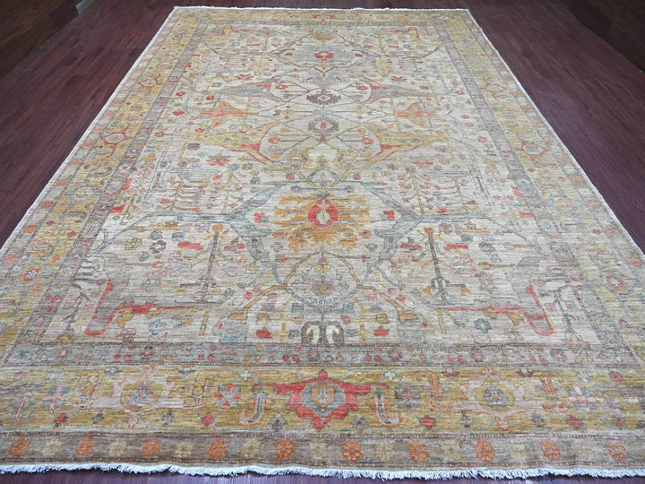 9'10" x 13'5" New Hand Knotted Grey Wool Rectangle Oriental Rug - MOA10222472
