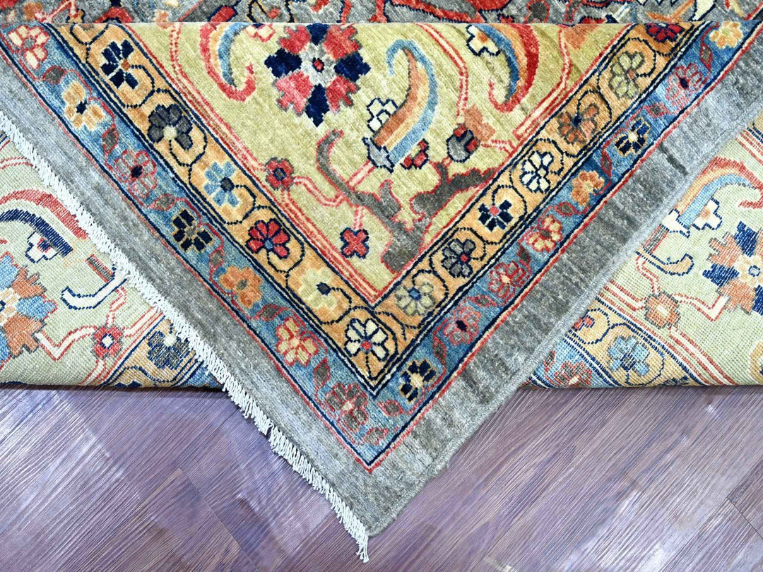 11'7" x 15'5" New Hand Knotted Grey Wool Rectangle Oriental Rug - MOA10222473