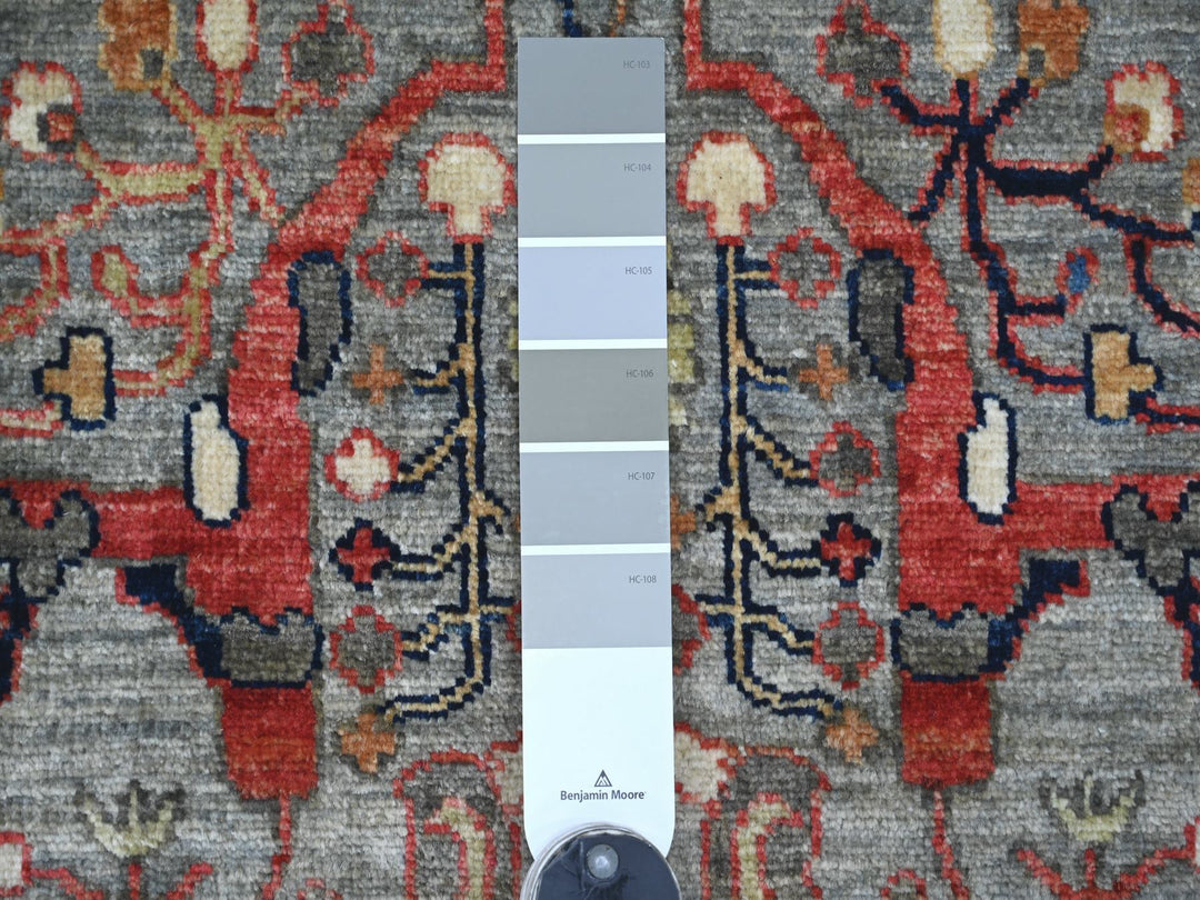 11'7" x 15'5" New Hand Knotted Grey Wool Rectangle Oriental Rug - MOA10222473