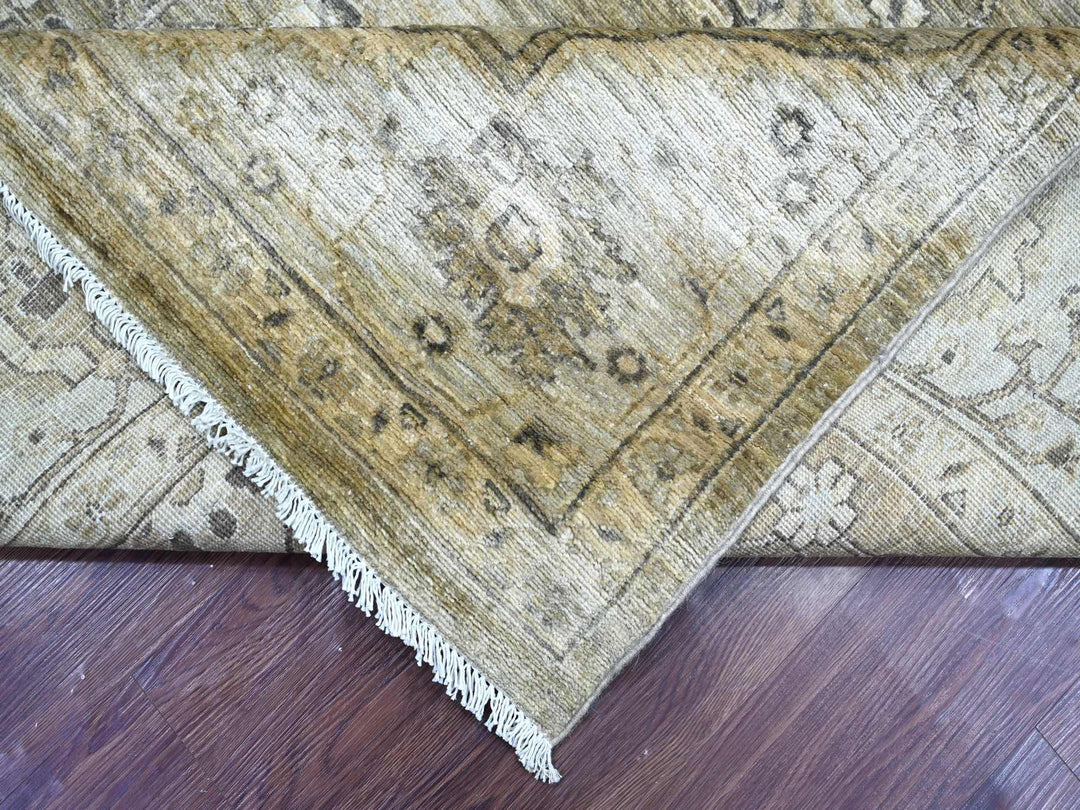 8'1" x 9'9" New Hand Knotted Green Wool Rectangle Oriental Rug - MOA10222476