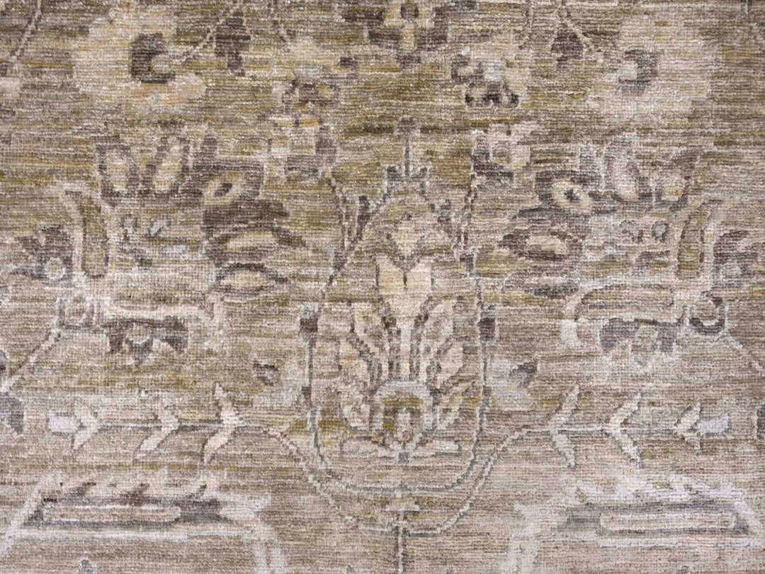 8'1" x 9'9" New Hand Knotted Green Wool Rectangle Oriental Rug - MOA10222476