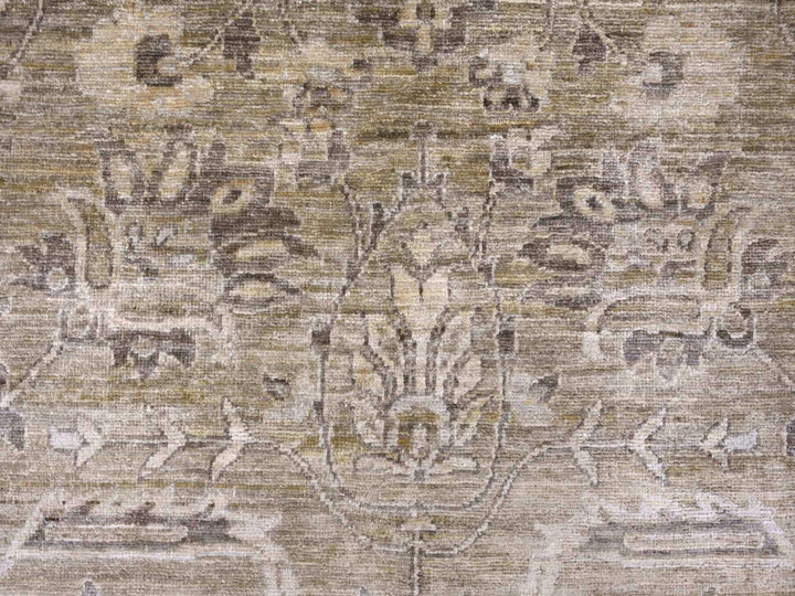 8'1" x 9'9" New Hand Knotted Green Wool Rectangle Oriental Rug - MOA10222476