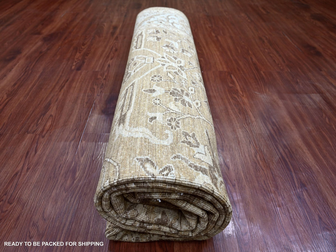 8'1" x 9'9" New Hand Knotted Green Wool Rectangle Oriental Rug - MOA10222476