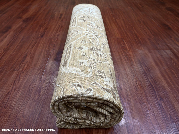 8'1" x 9'9" New Hand Knotted Green Wool Rectangle Oriental Rug - MOA10222476