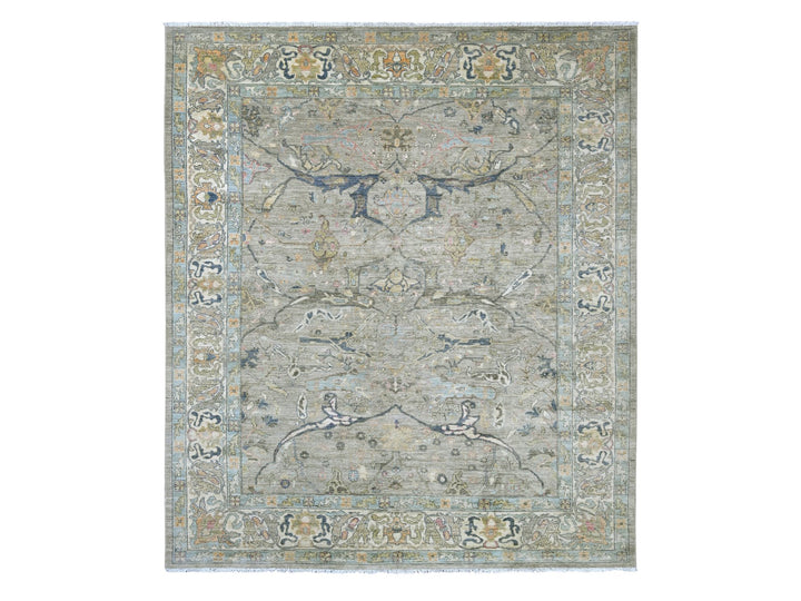 8'5" x 9'8" New Hand Knotted Grey Wool Rectangle Oriental Rug - MOA10222478