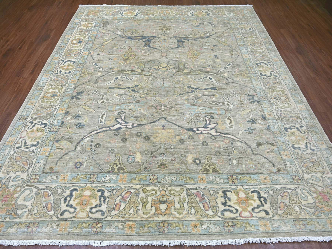 8'5" x 9'8" New Hand Knotted Grey Wool Rectangle Oriental Rug - MOA10222478