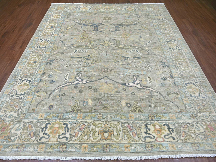 8'5" x 9'8" New Hand Knotted Grey Wool Rectangle Oriental Rug - MOA10222478