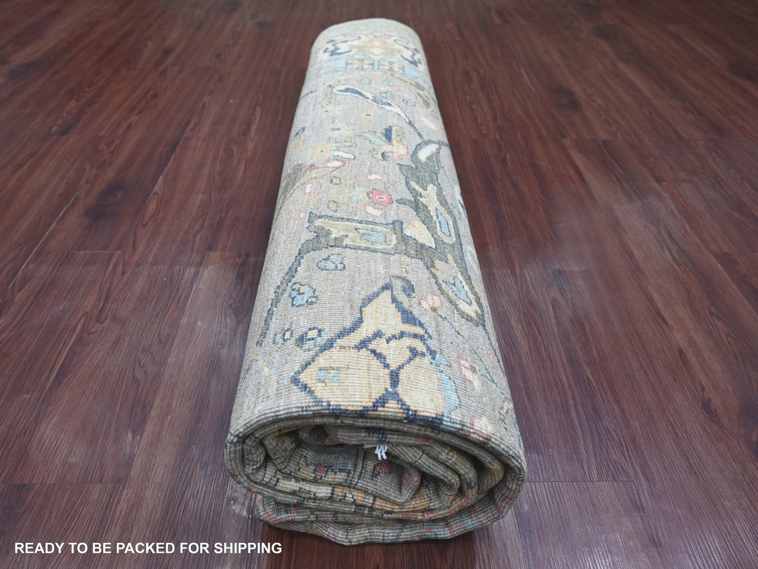 8'5" x 9'8" New Hand Knotted Grey Wool Rectangle Oriental Rug - MOA10222478