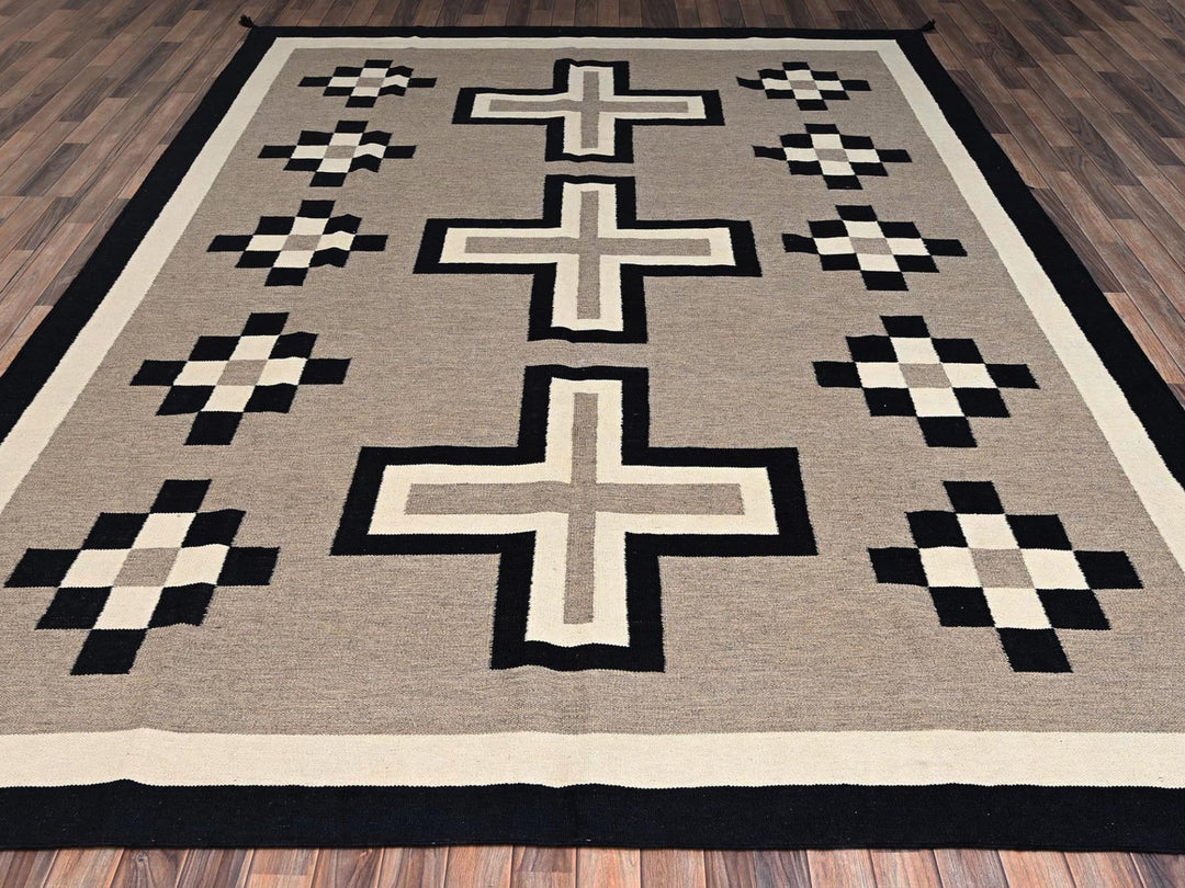9'1" x 11'10" New Hand Woven Brown Wool Rectangle Oriental Rug - MOA1022247