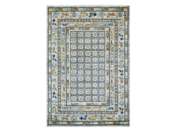 6'1" x 8'8" New Hand Knotted Grey Wool Rectangle Oriental Rug - MOA10222481
