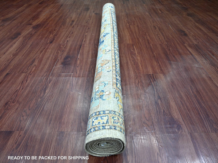 6'1" x 8'8" New Hand Knotted Grey Wool Rectangle Oriental Rug - MOA10222481