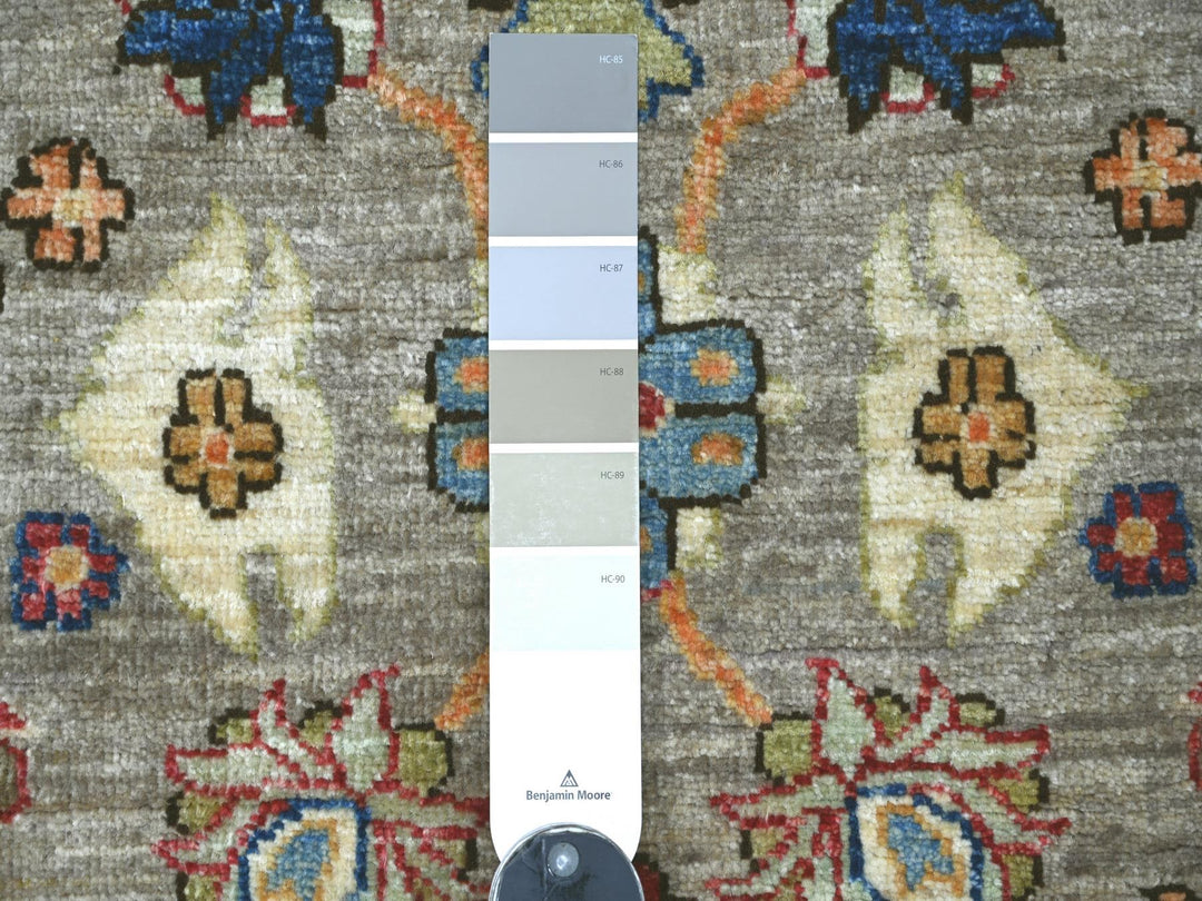 2'11" x 4'9" New Hand Knotted Grey Wool Rectangle Oriental Rug - MOA10222482