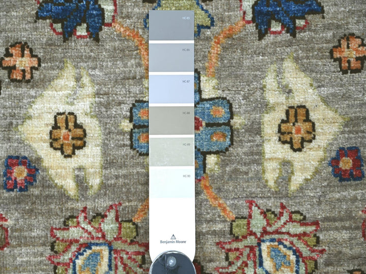 2'11" x 4'9" New Hand Knotted Grey Wool Rectangle Oriental Rug - MOA10222482