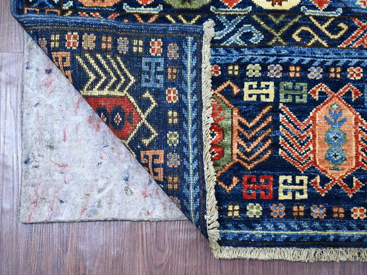 2'11" x 7'9" New Hand Knotted Blue Wool Runner Oriental Rug - MOA10222483
