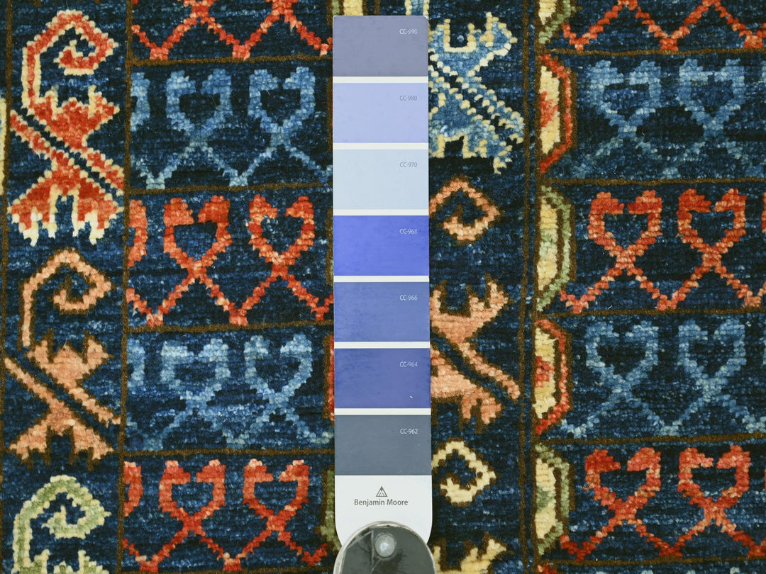 2'11" x 7'9" New Hand Knotted Blue Wool Runner Oriental Rug - MOA10222483