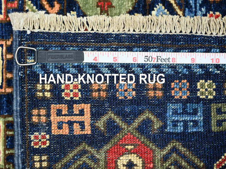 2'11" x 7'9" New Hand Knotted Blue Wool Runner Oriental Rug - MOA10222483