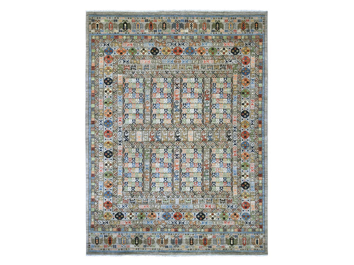 9'1" x 12'0" New Hand Knotted Grey Wool Rectangle Oriental Rug - MOA10222484