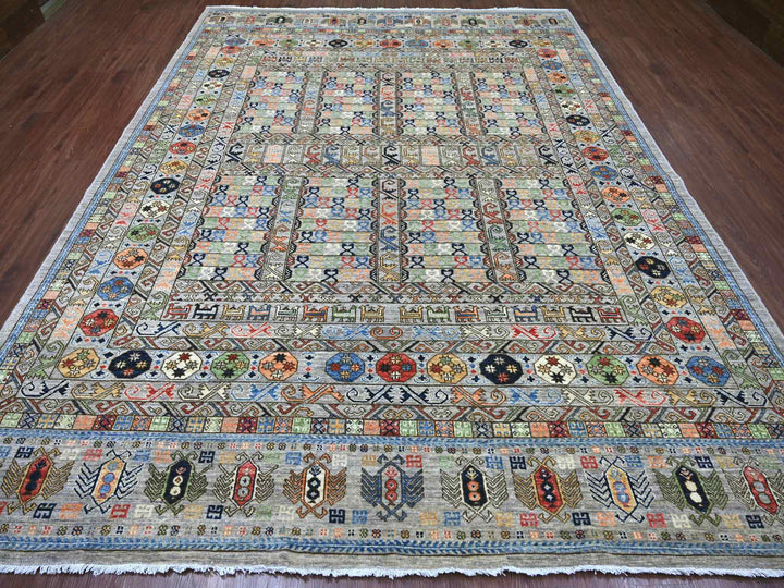 9'1" x 12'0" New Hand Knotted Grey Wool Rectangle Oriental Rug - MOA10222484